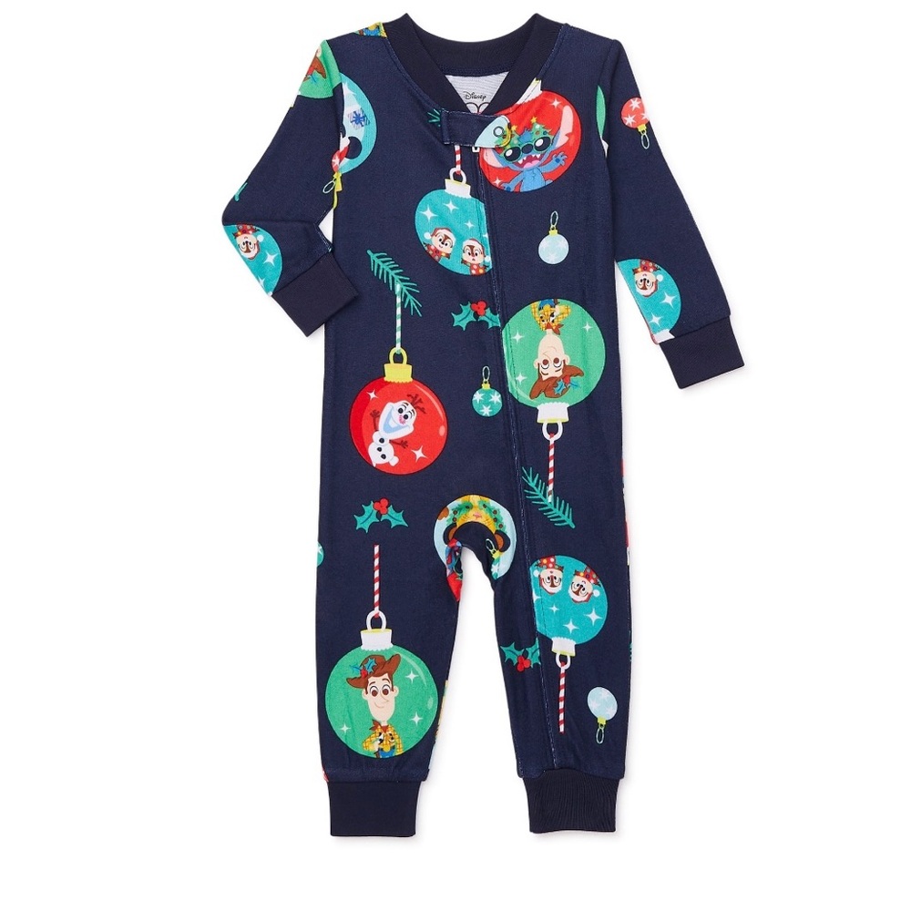 Disney’s 100th Anniversary Infant One-Piece Christmas Pajamas, Size 12M NWT